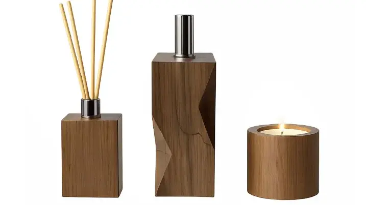 Modulares Flakon-System aus Holz und Glas aus einer Bachelorarbeit im Studiengang Integriertes Produktdesign der HdM Stuttgart