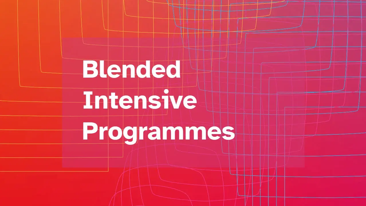 Abstraktes Titelvisual zur News über Blended Intensive Programmes und internationale Zusammenarbeit in der Designlehre.